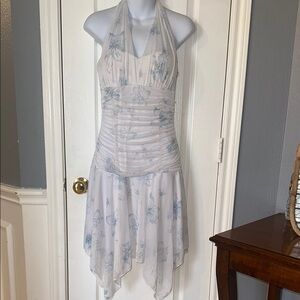 Finesse‎ y2k dress white with blue flowers women’s size large